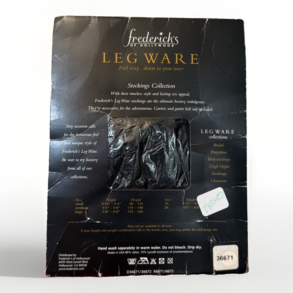 Frederick's Of Hollywood Leg Ware BLACK Sz. SMALL Stockings New Scallop Top Lace